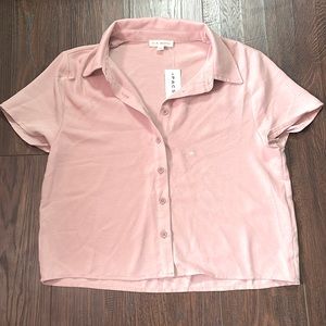 LA HEARTS LAVENDER CROPPED BUTTON UP BLOUSE NWT